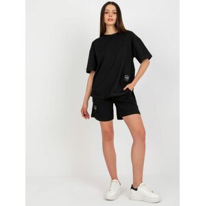 Black summer set with oversize blouse