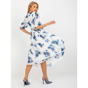 White and blue floral oversized midi dress