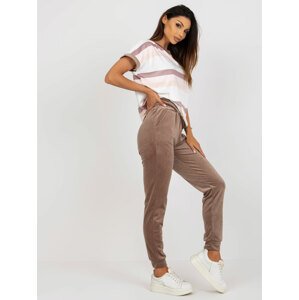 Brown and light pink velour set from RUE PARIS