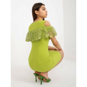 Lime cocktail dress with wide frills