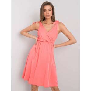 OCH BELLA coral dress with triangular neckline