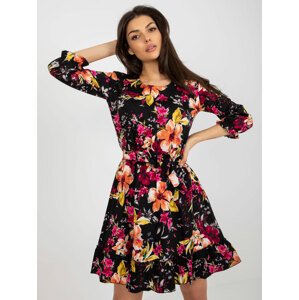 Black flowing floral cocktail dress