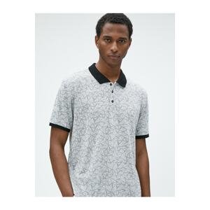 Koton Polo Neck T-Shirt Geometric Printed Short Sleeve Slim Fit