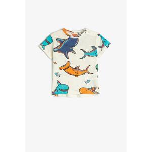 Koton Baby Boy Short Sleeve Crew Neck Shark Printed T-Shirt 3smb10330tk