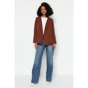 Trendyol Brown Regular Lined Double Breasted Blazer with Closure