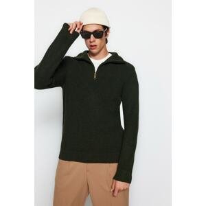 Trendyol Men's Khaki Regular Fit Zippered Turtleneck Knitwear Sweater