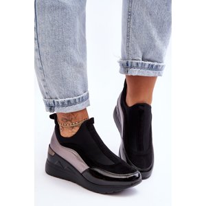 Women's slip-on gusset sneakers black and silver Farro