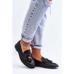 Classic leather loafers with fringe black Camis
