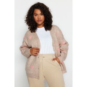 Trendyol Curve Plus Size Cardigan - Ecru - Relaxed fit