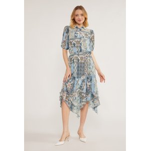 MONNARI Woman's Dresses Patterned Dress With Frill Multi Blue