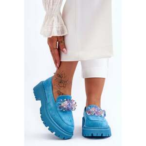 Women's Crystal Moccasins Blue Avril