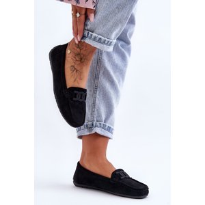 Women's Fashion Suede Moccasins Black Rabell