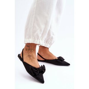 Women's slip-on ballerinas with bow Black Nadine