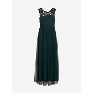 Dark green women's maxi-dress with lace VILA Lynnea - Ladies