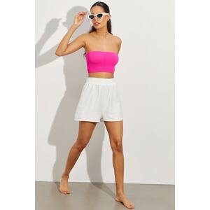 Cool & Sexy Women's White Elastic Waist Shorts GC139-2