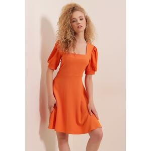 Bigdart 2339 Square Collar Knitted Dress - Orange
