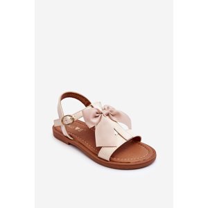 Children's lacquered sandals with a bow beige Netina