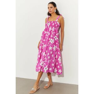 Cool & Sexy Women's Fuchsia Gippe Strap Midi Dress