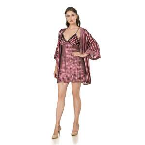 Set of satin nightgown light burgundy gown