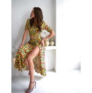 Yellow summer floral blouse and maxi skirt