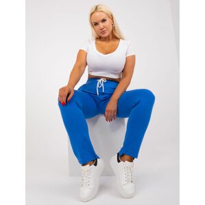 Dark blue plus size sweatpants with straight legs