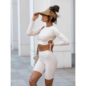 Me gusta ladies leggings cream crop top