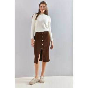 Bianco Lucci Women's Buttoned Knitwear Skirt