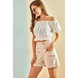 Bianco Lucci Shorts - Beige - High Waist