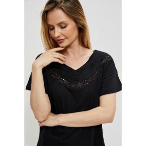 Blouse with lace neckline