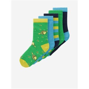 Set of five pairs of children's socks in blue and green name it Vagn - Girls