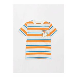 LC Waikiki Lcw Baby Crew Neck Short Sleeved Striped Baby Boy T-Shirt