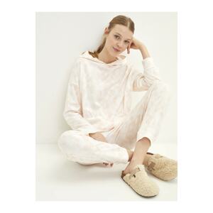 LC Waikiki Women's Long-Sleeved Plain Hooded Pajamas Set