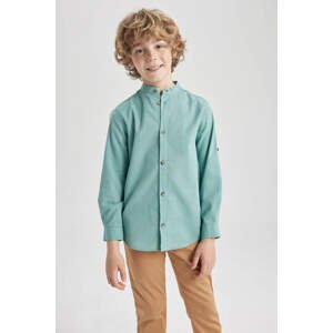 DEFACTO Boy Regular Fit Stand Collar Poplin Long Sleeve Shirt