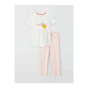 LC Waikiki Crew Neck Printed Short Sleeve Maternity Pajamas Set