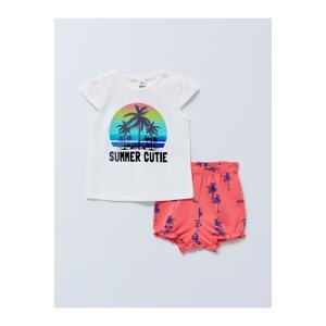 LC Waikiki Crew Neck Short Sleeve Printed Baby Girl Pajamas Set