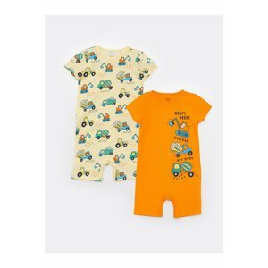 LC Waikiki Crew Neck Short Sleeve Printed Baby Boy Rompers Pack of 2