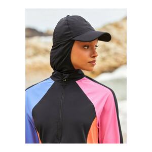 LC Waikiki Lcw Dream Women's Hijab Swimsuit Set, Standing Collar Color Block Long Sleeve.