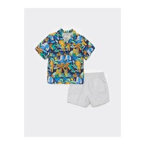 LC Waikiki Short Sleeve Printed Baby Boy Shirt And Shorts 2-Set