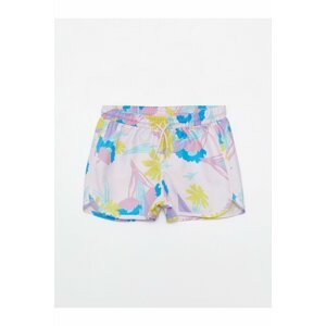 LC Waikiki Girls' Swim Shorts with an Elastic Printed Waist