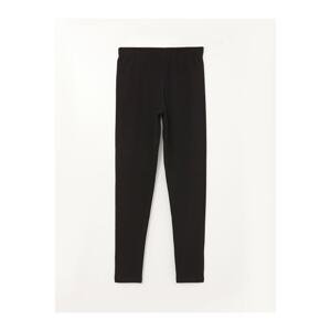 LC Waikiki Basic Cotton Girls' Long Leggings with an Elastic Waist.