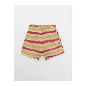 LC Waikiki 100% Cotton Lining, Patterned Baby Girl's Shorts with Elastic Waist and Patterned.