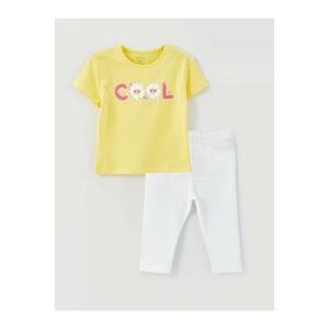 LC Waikiki Crew Neck Printed Baby Girl's T-Shirt and Leggings 2-piece Set