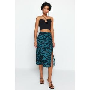 Trendyol Oil Printed Woven Skirt with a Slit