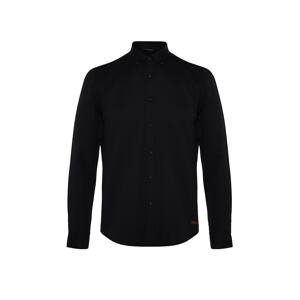 Trendyol Black Men's Slim Fit Shirt With Leather Accessories