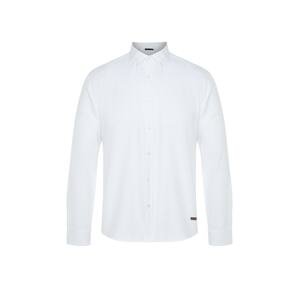 Trendyol White Men's Slim Fit Shirt With Leather Accessories