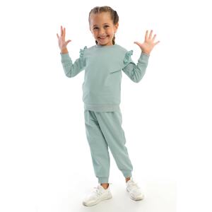 zepkids Girl's Shoulder Ruffle Detailed Two-piece Suit