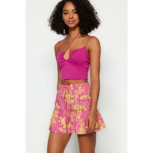 Trendyol Pink Printed Woven Shorts Skirt
