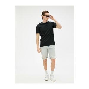 Koton Bermuda Denim Shorts Layered Leg Detailed Cotton With Pocket.