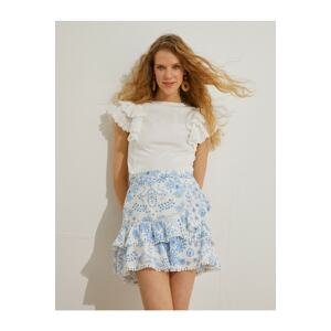 Koton Floral Tiered Mini Skirt