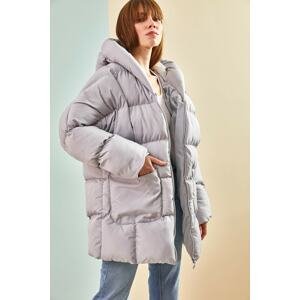 Bianco Lucci Women's Oversized Puffy Coat with Double Pockets Hooded